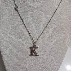 Juicy Couture Silver Necklace with Crystal 'K' Pendant